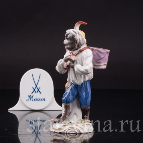 Фарфоровая статуэтка Обезьяна с барабанами, Meissen, Германия, 1951 г.