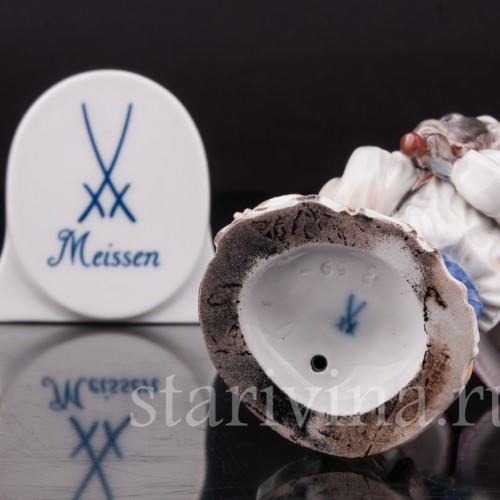 Фарфоровая статуэтка Обезьяна с барабанами, Meissen, Германия, 1951 г.