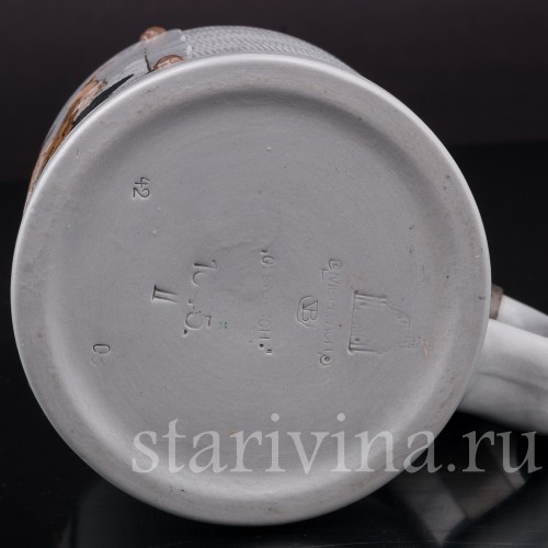 Старинная пивная кружка Мужчина с гитарой, Villeroy & Boch, Германия, 1908 г.