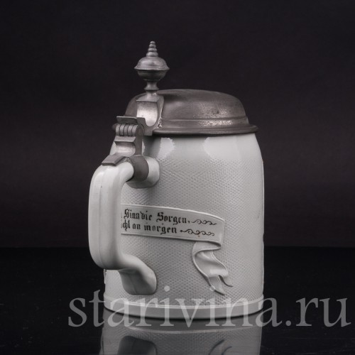 Старинная пивная кружка Фермер с поднятой кружкой, Villeroy & Boch, Германия, 1894 г.