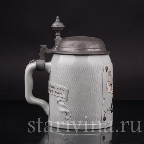 Старинная пивная кружка Фермер с поднятой кружкой, Villeroy & Boch, Германия, 1894 г.