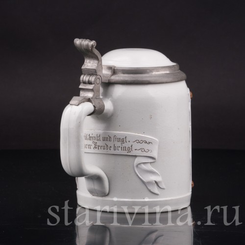 Старинная пивная кружка Горный житель с трубкой, 1/2 л, Villeroy & Boch, Германия, 1885 г.