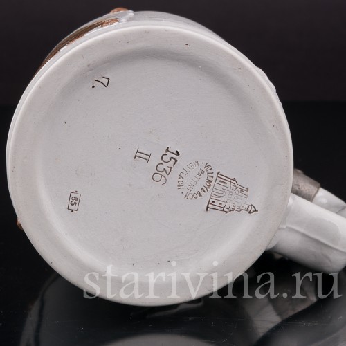 Старинная пивная кружка Горный житель с трубкой, 1/2 л, Villeroy & Boch, Германия, 1885 г.