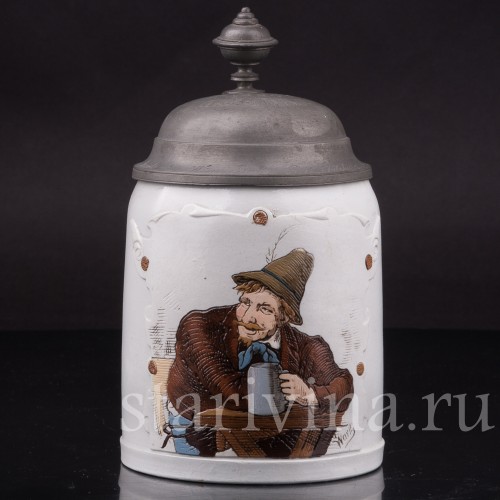 Старинная пивная кружка Горный житель, 1/2 л, Villeroy & Boch, Германия, 1885 г.