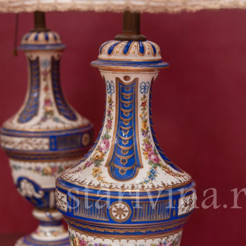 Парные фарфоровые лампы, Porcelaine de Paris, Франция, 19 в