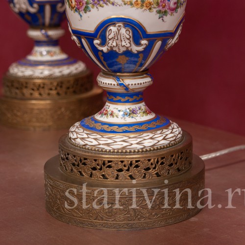 Парные фарфоровые лампы, Porcelaine de Paris, Франция, 19 в