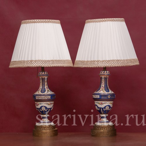 Парные фарфоровые лампы, Porcelaine de Paris, Франция, 19 в