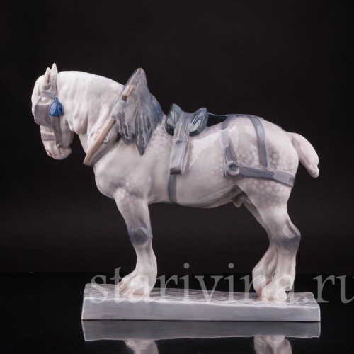 Фарфоровая статуэтка лошади Першерон, Royal Copenhagen, Дания, 1955 год.