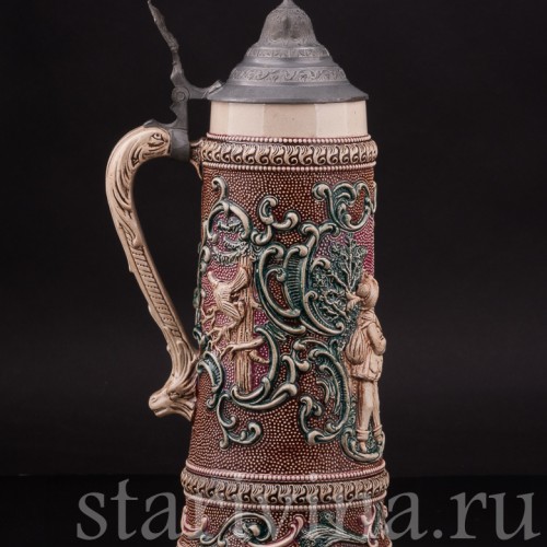 Старинная пивная кружка Охотник, 1л, Diesinger, Германия, кон. 19 - нач. 20 вв.