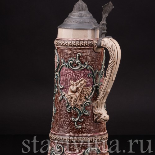 Старинная пивная кружка Охотник, 1л, Diesinger, Германия, кон. 19 - нач. 20 вв.