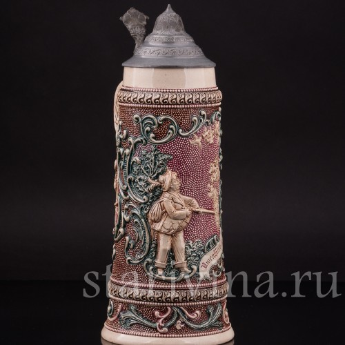 Старинная пивная кружка Охотник, 1л, Diesinger, Германия, кон. 19 - нач. 20 вв.