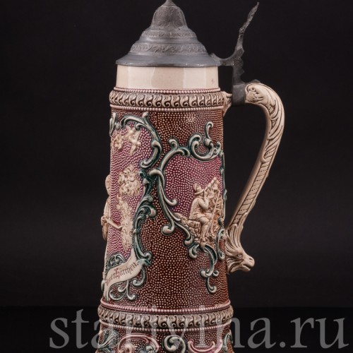 Старинная пивная кружка Охотник, 1л, Diesinger, Германия, кон. 19 - нач. 20 вв.