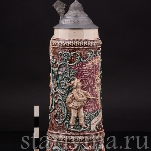 Старинная пивная кружка Охотник, 1л, Diesinger, Германия, кон. 19 - нач. 20 вв.