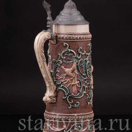 Старинная пивная кружка Охотник, 1л, Diesinger, Германия, кон. 19 - нач. 20 вв.