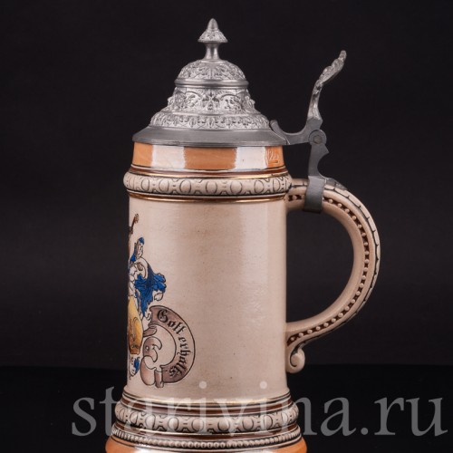 Старинная пивная кружка Продолжай пить! 1/2 л, Merkelbach & Wick, Германия, нач. 20 в.