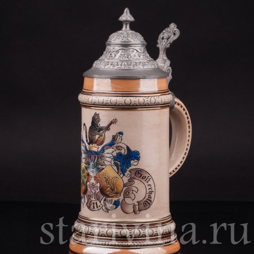 Старинная пивная кружка Продолжай пить! 1/2 л, Merkelbach & Wick, Германия, нач. 20 в.