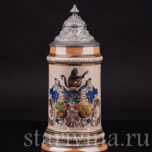 Старинная пивная кружка Продолжай пить! 1/2 л, Merkelbach & Wick, Германия, нач. 20 в.