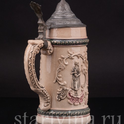 Старинная пивная кружка Влюбленная пара, 1/2 л, Diesinger, Германия, кон. 19 - нач. 20 вв.