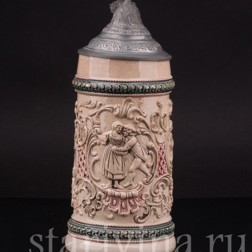 Старинная пивная кружка Влюбленная пара, 1/2 л, Diesinger, Германия, кон. 19 - нач. 20 вв.