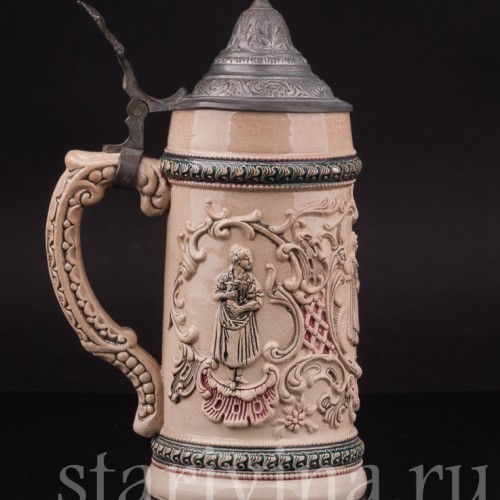 Старинная пивная кружка Влюбленная пара, 1/2 л, Diesinger, Германия, кон. 19 - нач. 20 вв.