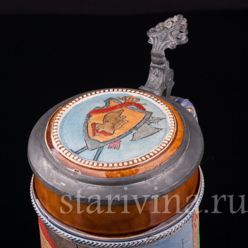 Старинная пивная кружка Фауст и Гретхен, 1/2 л, J. W. Remy, Германия, 1890-1915 гг.