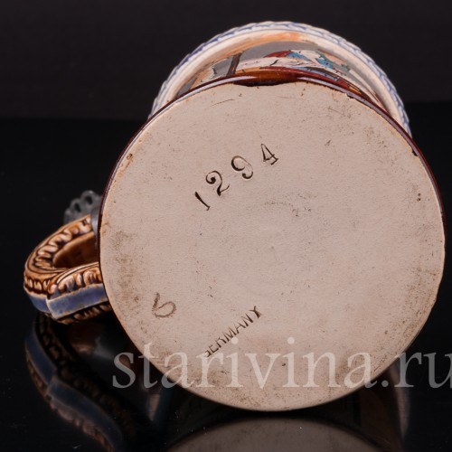 Старинная пивная кружка В таверне, 1/2 л, J. W. Remy, Германия, кон. 19 - нач. 20 вв.