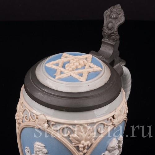 Старинная пивная кружка За стаканом вина, 1/4 л, Villeroy & Boch, Германия, 1921 г.