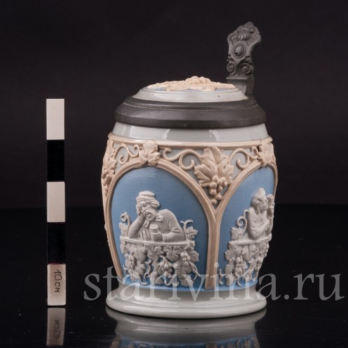 Старинная пивная кружка За стаканом вина, 1/4 л, Villeroy & Boch, Германия, 1921 г.