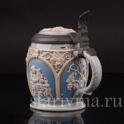 Старинная пивная кружка За стаканом вина, 1/4 л, Villeroy & Boch, Германия, 1921 г.