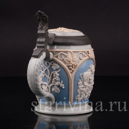 Старинная пивная кружка За стаканом вина, 1/4 л, Villeroy & Boch, Германия, 1921 г.