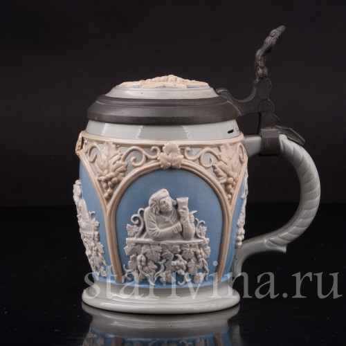 Старинная пивная кружка За стаканом вина, 1/4 л, Villeroy & Boch, Германия, 1921 г.