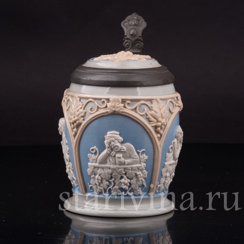 Старинная пивная кружка За стаканом вина, 1/4 л, Villeroy & Boch, Германия, 1921 г.