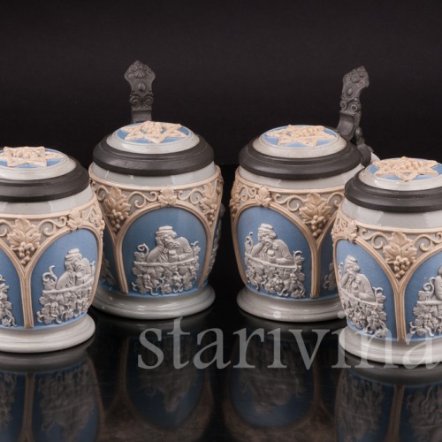 Старинная пивная кружка За стаканом вина, 1/4 л, Villeroy & Boch, Германия, 1921 г.