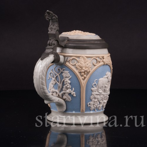 Старинная пивная кружка За стаканом вина, 1/4 л, Villeroy & Boch, Германия, 1921 г.