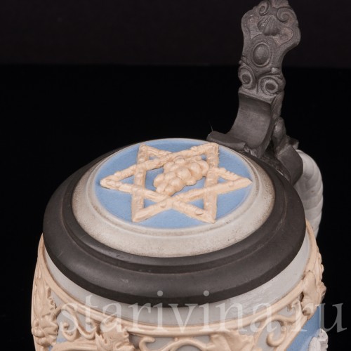 Старинная пивная кружка За стаканом вина, 1/4 л, Villeroy & Boch, Германия, 1921 г.