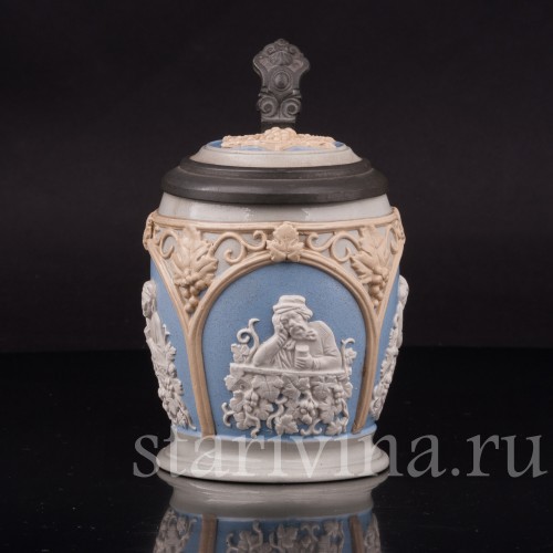 Старинная пивная кружка За стаканом вина, 1/4 л, Villeroy & Boch, Германия, 1921 г.