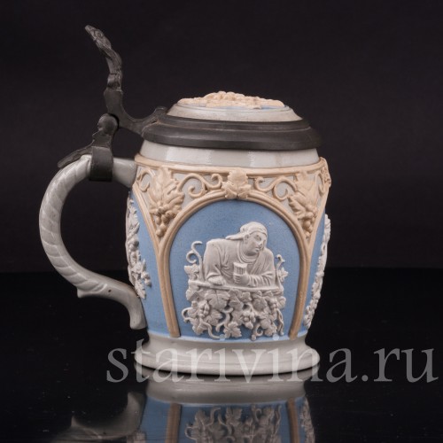 Старинная пивная кружка За стаканом вина, 1/4 л, Villeroy & Boch, Германия, 1921 г.