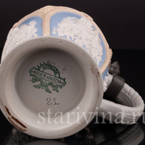 Старинная пивная кружка За стаканом вина, 1/4 л, Villeroy & Boch, Германия, 1921 г.