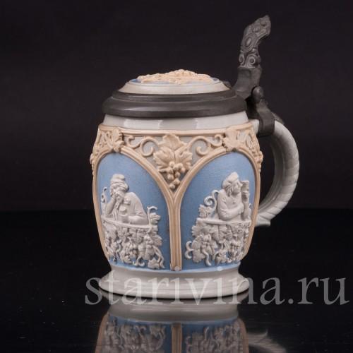 Старинная пивная кружка За стаканом вина, 1/4 л, Villeroy & Boch, Германия, 1921 г.