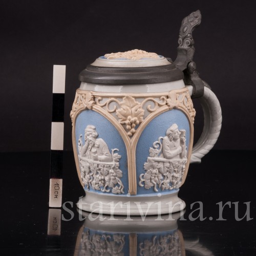 Старинная пивная кружка За стаканом вина, 1/4 л, Villeroy & Boch, Германия, 1921 г.