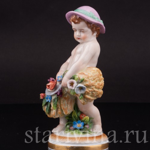 Фигурка из фарфора Аллегория лета, путти со снопом, Muller & Co, Германия, перв. пол. 20 в.