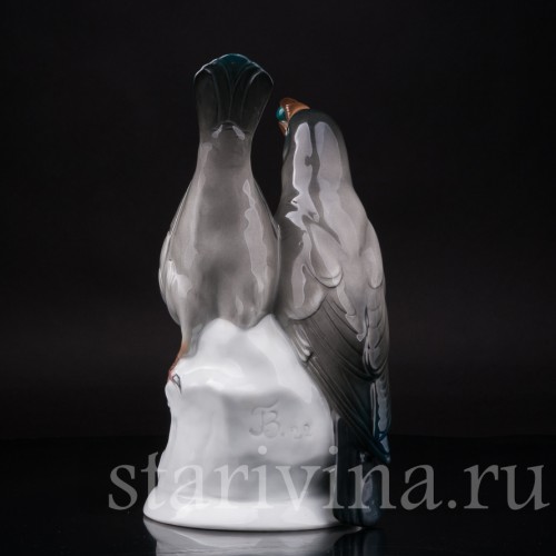 Статуэтка птиц из фарфора Две вороны, Karl Ens, Германия, 1920-30 гг.