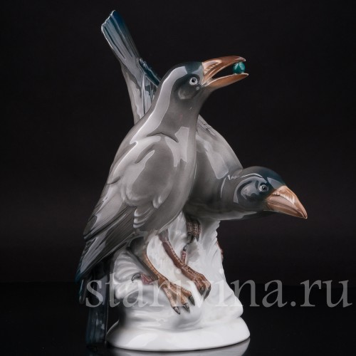 Статуэтка птиц из фарфора Две вороны, Karl Ens, Германия, 1920-30 гг.