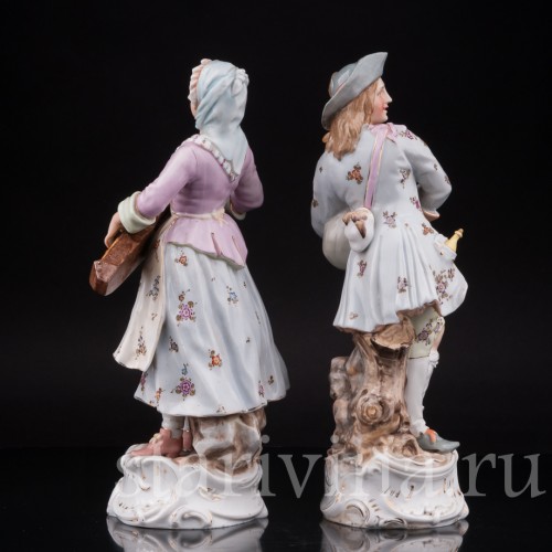 Фарфоровые статуэтки Странствующие музыканты, Volkstedt, Германия, кон. 19 в.