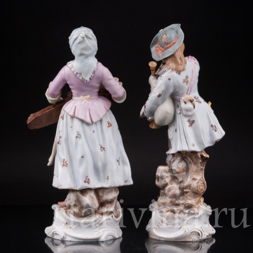 Фарфоровые статуэтки Странствующие музыканты, Volkstedt, Германия, кон. 19 в.