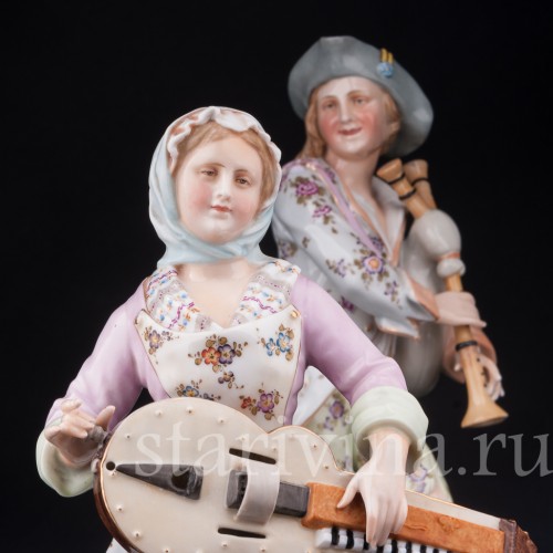Фарфоровые статуэтки Странствующие музыканты, Volkstedt, Германия, кон. 19 в.