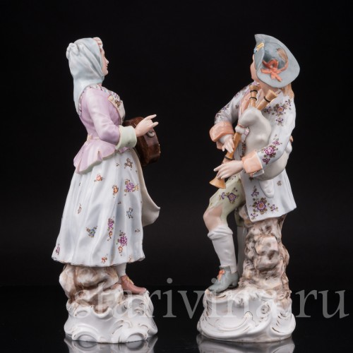 Фарфоровые статуэтки Странствующие музыканты, Volkstedt, Германия, кон. 19 в.