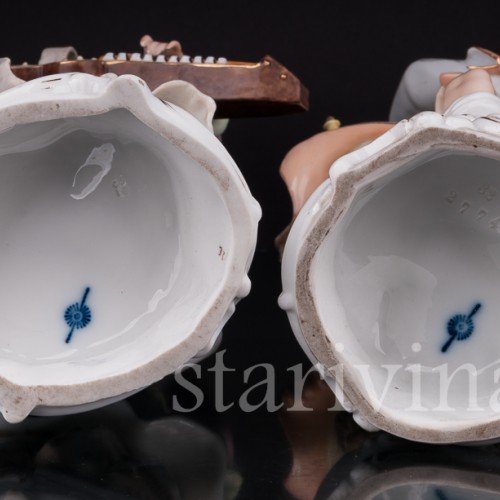 Фарфоровые статуэтки Странствующие музыканты, Volkstedt, Германия, кон. 19 в.