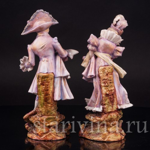 Парные фарфоровые статуэтки Галантная пара, Galluba & Hofmann, Германия, 1895-1937 гг.