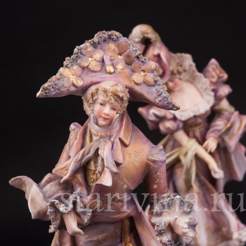 Парные фарфоровые статуэтки Галантная пара, Galluba & Hofmann, Германия, 1895-1937 гг.